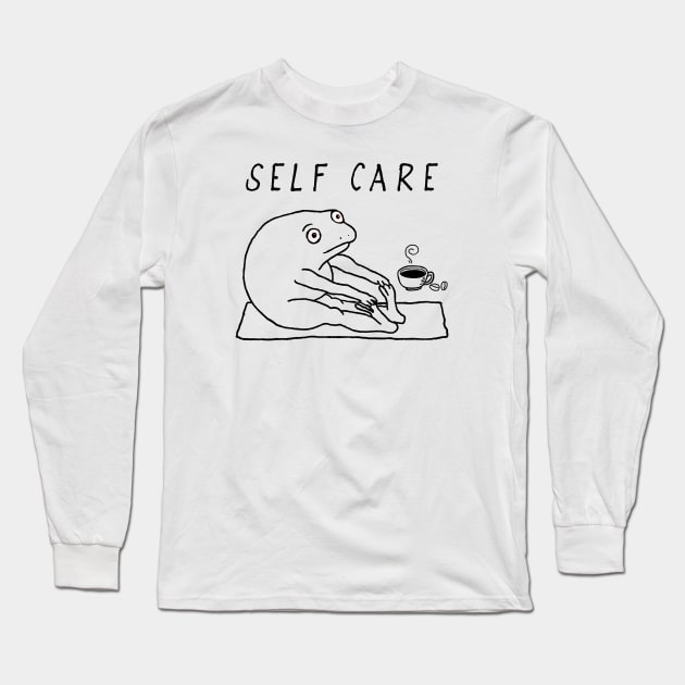 Funny Frog Self Care yoga Long Sleeve T-Shirt by MasutaroOracle